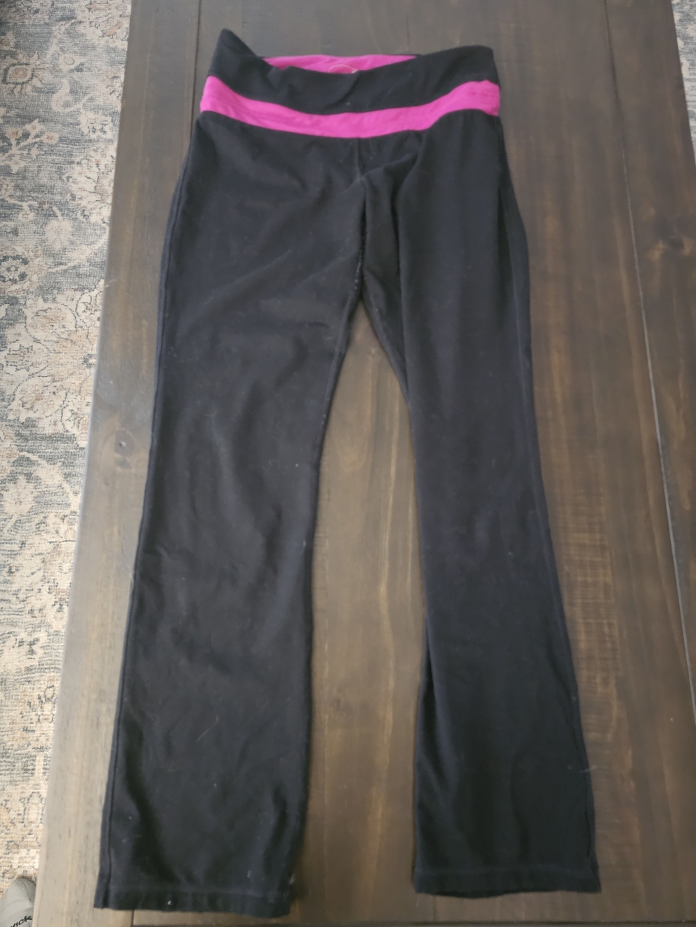 Tangerine Black Leggings with Hot Pink Fold-Over Waistband